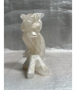 A Hand Carved Figurine of a Owl Carved from Light Colored Onyx Vintage - $99.00