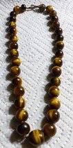 Single Strand Double Knotted Tiger&#39;s Eye Bead Necklace - £16.01 GBP