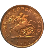 1850 Upper Canada Bank One Penny Medaille - St. George &amp; Dragon Motiv (N... - $18.55 CAD