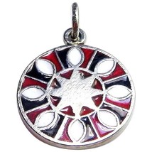 Vintage Sterling Silver Enamel Celestial Sun Charm Pendant 1960s - $30.00