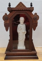 Vtg Atelier D&#39; Art Figurine in Gorgeous Wooden &amp; Glass Display Case Scul... - £78.34 GBP