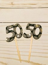 50th cupcake topper, 50th birthday, black and gold 50, 50th birthday par... - $131.42 MXN