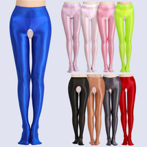 Damen Wet Look Offen Strumpfhosen Glitter Strümpfe Fitness Elastizität Leggings - £13.23 GBP+