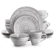 Elama Malibu Calcite 16-Piece Dinnerware Set in Light Gray - $121.49