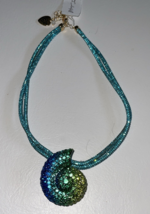 Betsey Johnson MERMAID JEWELS Conch Shell Strand Crystal Necklace NEW - $97.02