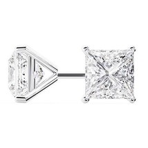 18k White Gold Princess Cut Diamond Stud Earrings | Martini Setting | .75 Carats - £1,671.05 GBP