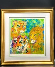 Leroy Neiman Family Portrait Signed &amp; Numbered Serigraph Framed Lion Tiger - £2,245.88 GBP