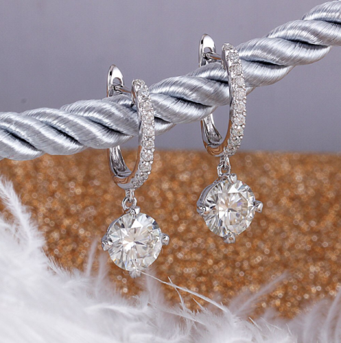 Primary image for 3 Ct Simulated Round Diamond Drop Dangle Earrings 14k White Gold Plated Silver