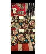 Sugar Skull Fabric Fat Quarter 18x21 Lot of 11 Black &amp; Red Dia De Los Mu... - $375.42 MXN