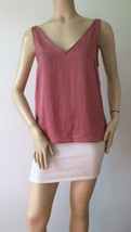 H&amp;M Sz. 6 V front And Back Dusty Pink Hammer Satiny Silky Tank Shell - £9.33 GBP