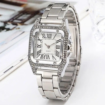 Women&#39;s Silver Tone Rhinestone Analog Dress Watch - £9.69 GBP