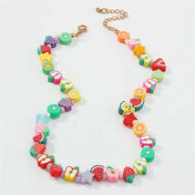 Green Howlite &amp; Multicolor Polymer Clay 18K Gold-Plated Fruit Beaded Necklace - £11.07 GBP