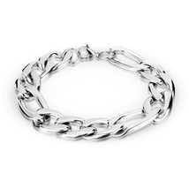 Figaro Chain Bracelet 8mm 7.5-IN Silver Stainless Steel Rocker Biker Wri... - £14.36 GBP