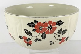 Mixing Serving Bowl 8 3/4 Inch Red Poppy Hall&#39;s Superior Silver Trim - £17.10 GBP