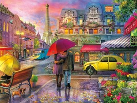 Framed canvas art print giclee Paris romance Eiffel tower boutiques cafe rain - £31.72 GBP+