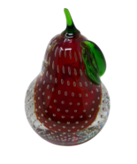 Murano Style Art Glass Blown Pear Bullicante Paperweight - €29,53 EUR