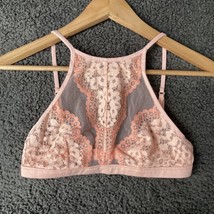 Body By Victoria Secret Bralette Peach Lace Sheer Halter Multiway Bra Small - £13.01 GBP