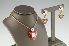 Magnifique La Nouvelle Bague 18k or Jaune Émail Pendentif Et Earring Set - $155,032.69 MXN
