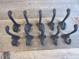 10 Cast Iron Black School Style Coat Hooks Hat Hook Hall Tree Restoratio... - $26.99