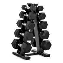 CAP Barbell 150 LB Coated Hex Dumbbell Weight Set with Vertical Rack, Bl... - $352.99