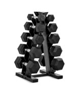 CAP Barbell 150 LB Coated Hex Dumbbell Weight Set with Vertical Rack, Bl... - £277.67 GBP