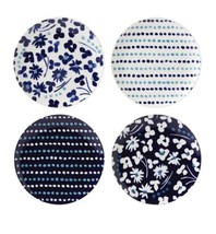 KATE SPADE &quot;FLORAL WAY&quot; 4pc ACCENT,SALAD, DESERT PLATE 9” NAVY, BLUE,WHI... - £51.19 GBP