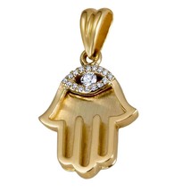 Hamsa Hand Pendant Diamonds Gold 14K With Diamonds Jewelry by Anbinder - £318.27 GBP+