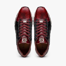 Portici Genuine Crocodile and Lizard Fashion Sneaker Wine / Black image 5