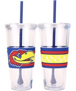 Double Wall Tumbler with Straw 22oz 2-Pack Twist on Lid (Kansas University) - £23.58 GBP