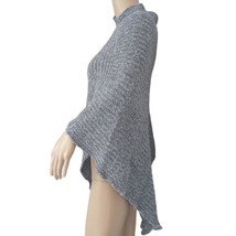 Love Your Melon Poncho Chunky Knit Sweater One Size Cotton Blue Gray Asy... - £19.46 GBP