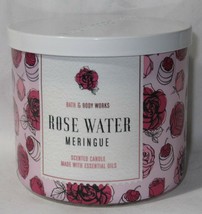 Bath &amp; Body Works 3-wick Large Jar Scented Candle Rose Water Meringue w/ Oils - £30.85 GBP
