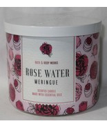 Bath &amp; Body Works 3-wick Large Jar Scented Candle ROSE WATER MERINGUE w/... - £31.43 GBP