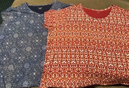 7C Red &amp; Blue 5X Catherines T-Shirt Top Stretch Tee 34W 36W Easy Fit shi... - $24.09
