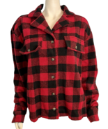 Simply Southern Women&#39;s Heavy weight Flannel Shacket Red/Black L - $32.57 CAD