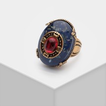 deep blue copper vintage Geometric design Rings - £39.85 GBP