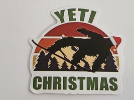 Yeti Christmas with Sasquatch on Skis with Santa Hat Sticker Decal Embel... - $2.30
