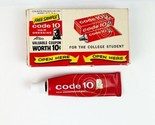 Vintage Code 10 Hair Grooming Dressing Cream Tube College Sample Colgate... - $19.99