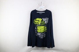 Vtg Fox Racing Mens Large Faded Thermal Waffle Knit Long Sleeve T-Shirt Blue - £36.89 GBP