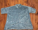 Adonis 2XL Short Sleeve Button Down Jacquard Sheer Weave Y2K Blue/Gray - £7.91 GBP