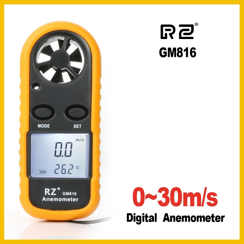 RZ Portable Anemometer Anemometro   Wind Speed Gauge Meter   LCD Digital Hand-he - £201.15 GBP