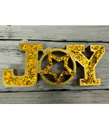 Christmas Holiday Themed JOY Standing Decoration Gold &amp; Glitter - £11.67 GBP