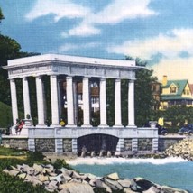 Plymouth Rock Portico Vintage Linen Postcard Massachusetts - £7.86 GBP