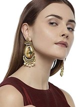Padmavati Gold Plated Metal Classic Dangle Pearl Drops Earring Kundan Jewelry Se - £14.18 GBP