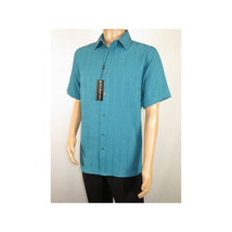 Men Short Sleeve Sport Shirt by BASSIRI Light Weight Soft Microfiber 60081 Teal image 3
