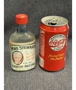 Mrs. Stewart&#39;s Liquid Bluing Embossed Glass EMPTY Bottle 1960s Vintage - £7.47 GBP