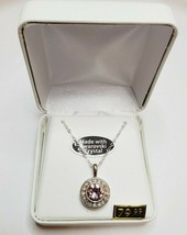 Crystals From Swarovski Halo Necklace In Rhodium Overlay June Light Amethyst - £39.13 GBP