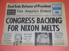 Richard Nixon Impeachment Resignation Newspaper Vintage 1974 Watergate A... - £39.49 GBP