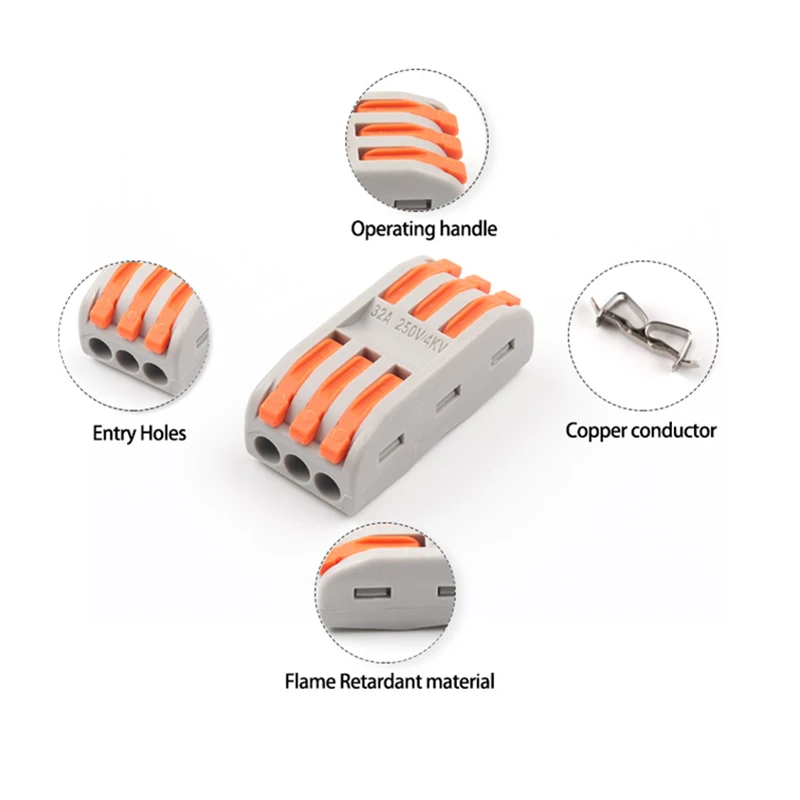 House Home 10/30/50/100PCS Wire ConAtors 222 Terminal Block Conductor SPL Push-I - £21.58 GBP