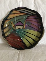 VINEYARD CLAY ART 8&quot; SALAD PLATE DEEP DISH SCALLOPED HAND PAINTED StoneL... - $13.99