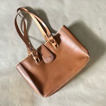 Vtg Dooney &amp; Bourke Large Shopper Tote Handbag Brown Leather Tan  - $183.15
